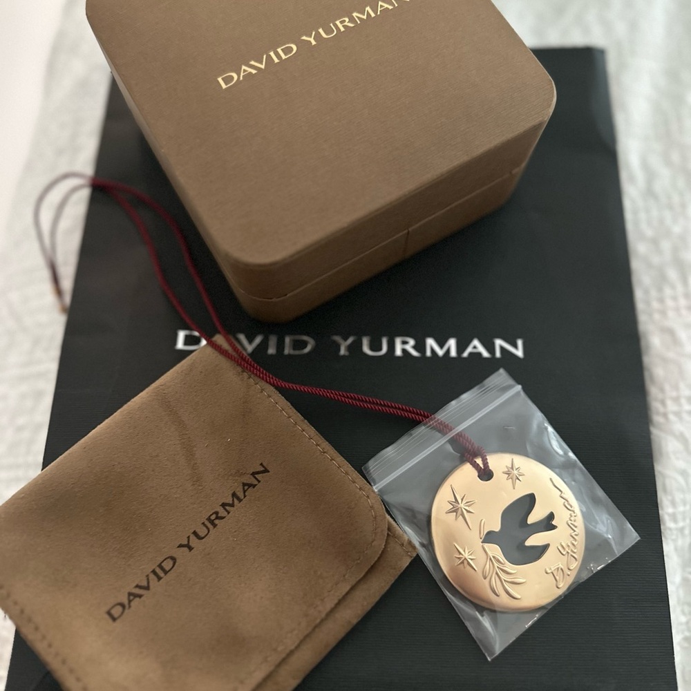 David Yurman Gold Pendant with Red Cord